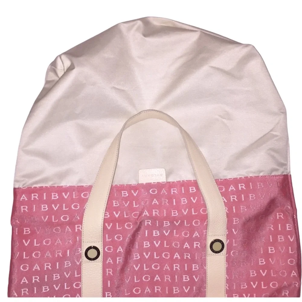 BVLGARI MAEREA Pink/Coral Leather Trim Satchel - Picture 10 of 15